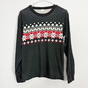 Hanna Andersson Pajama Top Womens Small Heritage Fair Isle Black Lounge Cotton